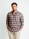 Camisa Leeton Café/Azul