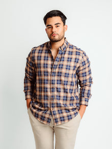  Camisa Leeton Café/Azul