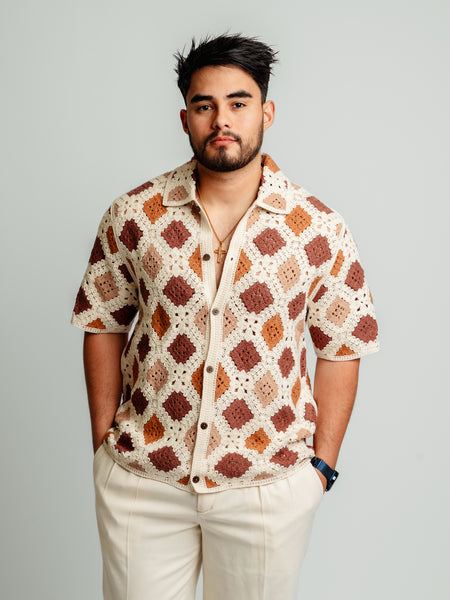 Camisa Amalfi Blanca/Café