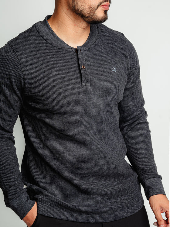 Playera Henley Gris