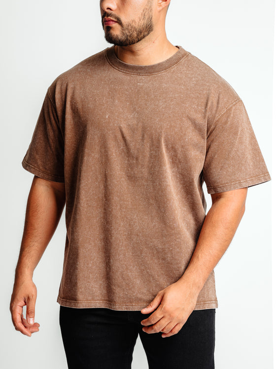 Playera Energía Essential Brown Acid Wash