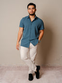 Camisa Lubeck Textura Azul MC