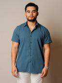 Camisa Lubeck Textura Azul MC