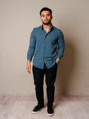 Camisa Lubeck Textura Azul ML