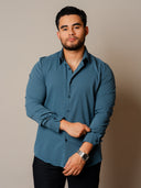 Camisa Lubeck Textura Azul ML