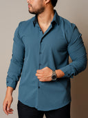 Camisa Lubeck Textura Azul ML