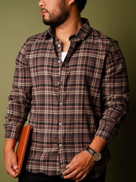 Camisa Cuadros Café