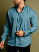 Camisa Linaje Azul Petróleo