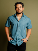 Camisa Linaje Azul Petróleo MC