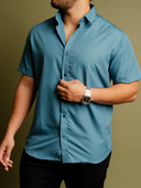 Camisa Linaje Azul Petróleo MC